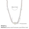 Freshwater Pearl Beaded Necklace Bracelet 316L Stainless Steel 18K Gold Plated For Women