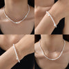 Freshwater Pearl Beaded Necklace Bracelet 316L Stainless Steel 18K Gold Plated For Women