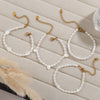 Freshwater Pearl Beaded Necklace Bracelet 316L Stainless Steel 18K Gold Plated For Women