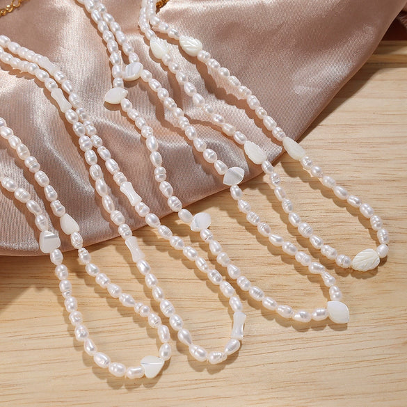 Freshwater Pearl Beaded Necklace Bracelet 316L Stainless Steel 18K Gold Plated For Women