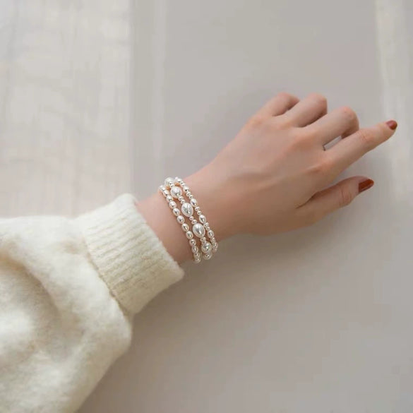Freshwater Pearl Bracelet Alloy Material Baroque Rice Beads Women's Style
