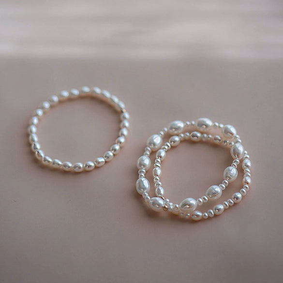 Freshwater Pearl Bracelet Alloy Material Baroque Rice Beads Women's Style