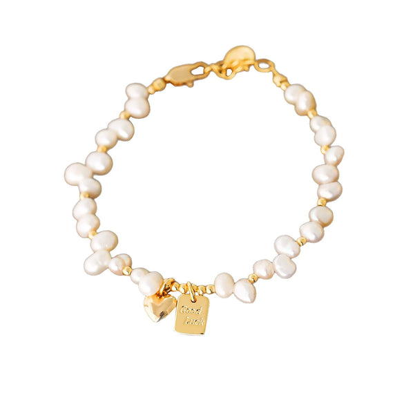 Freshwater Pearl Bracelet For Women Copper Geometric Electroplating Heart Style