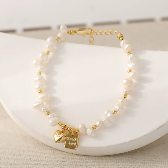 Freshwater Pearl Bracelet For Women Copper Geometric Electroplating Heart Style