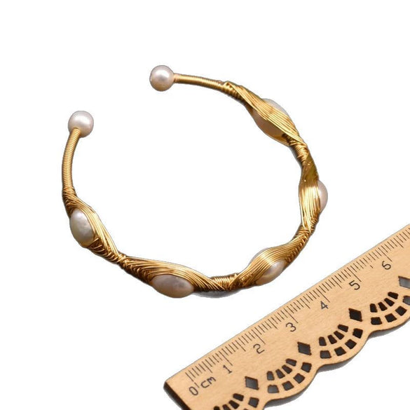 Freshwater Pearl Bracelet Retro Wirewrapped Electroplating
