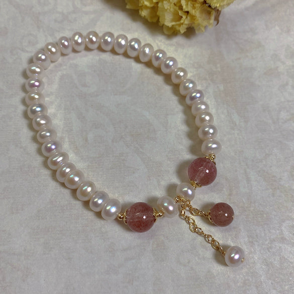 Freshwater Pearl Bracelet With Elastic Cord Irregular Shape Minimalist Design
