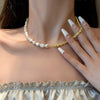 Freshwater Pearl Clavicle Chain Geometric Twist Chain Necklace For Women