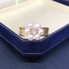 Freshwater Pearl Copper Ring Heavy Industry Vintage Multibead Wide Finger Ring For Women With Flat Round And Bun Round Pearls