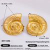 Freshwater Pearl Earrings And Marine Elements Starfish Conch Necklace In Stainless Steel With Electroplated 18K Real Gold Opening Ring For Women