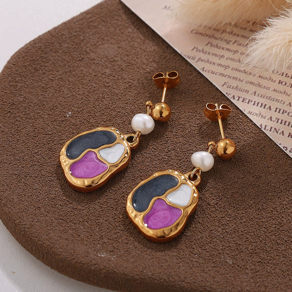 Freshwater Pearl Earrings Electroplated Fashion Style For Women