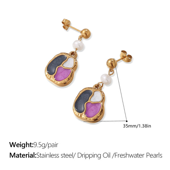 Freshwater Pearl Earrings Electroplated Fashion Style For Women