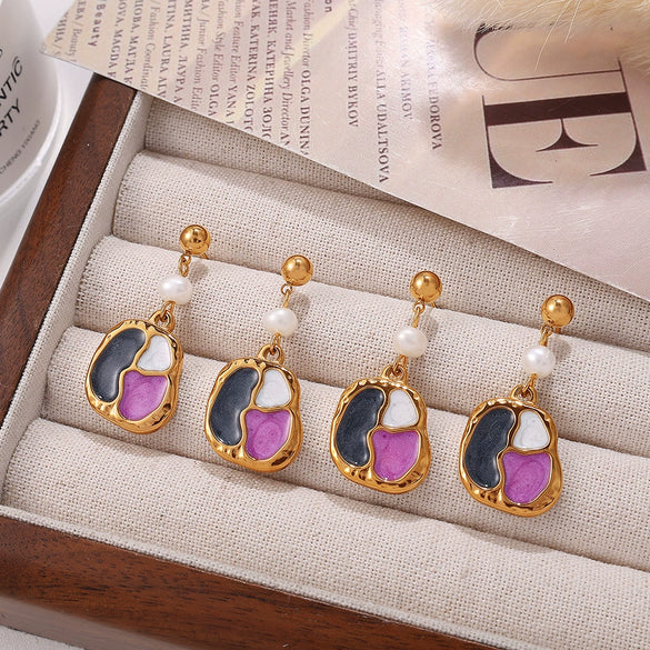 Freshwater Pearl Earrings Electroplated Fashion Style For Women