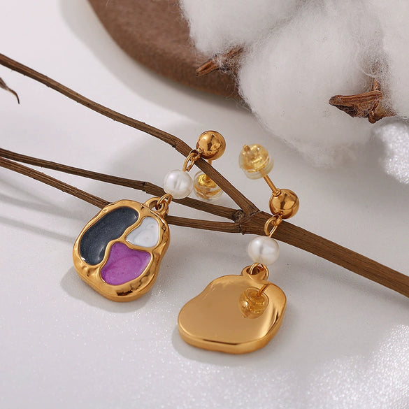 Freshwater Pearl Earrings Electroplated Fashion Style For Women