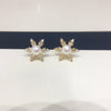 Freshwater Pearl Earrings For Women Alloy Inlaid With Artificial Gemstones And Semiprecious Stones Snowflake Zircon Design Oblate Round Shape