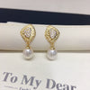 Freshwater Pearl Earrings For Women Alloy Inlaid With Gemstones Alien Shape Baroque Style