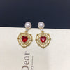 Freshwater Pearl Earrings For Women Alloy Inlaid With Gemstones Heartshaped Natural Pearl Jewelry