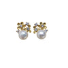 Freshwater Pearl Earrings For Women Natural Alloy Inlaid With Gemstones Oblate Shape Fashion Style