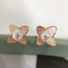 Freshwater Pearl Earrings For Women S225 Sterling Silver Needle Natural Pink Flower Design Oblate Shape