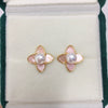 Freshwater Pearl Earrings For Women S225 Sterling Silver Needle Natural Pink Flower Design Oblate Shape