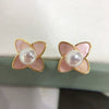 Freshwater Pearl Earrings For Women S225 Sterling Silver Needle Natural Pink Flower Design Oblate Shape