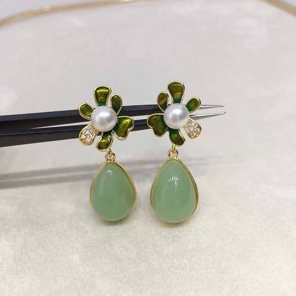 Freshwater Pearl Earrings For Women S925 Sterling Silver Needle Oblate Shape