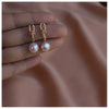 Freshwater Pearl Earrings Natural Baroque Silver Needle 14K Gold Plated Horseshoe Chain Women's Exotic Style