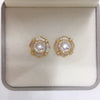 Freshwater Pearl Earrings Natural Sea Shell Pearl S925 Sterling Silver Needle Oblate For Women