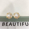 Freshwater Pearl Earrings Natural Sea Shell Pearl S925 Sterling Silver Needle Oblate For Women