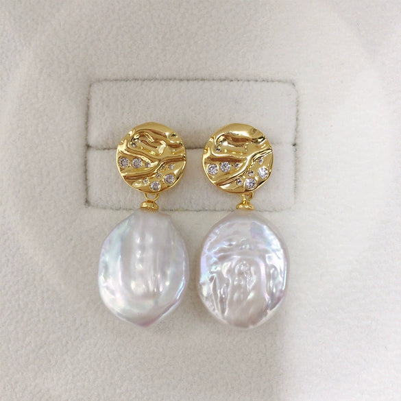 Freshwater Pearl Earrings S925 Sterling Silver 18K Goldfilled Alien Shaped Natural Baroque Pearl For Women