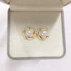 Freshwater Pearl Earrings S925 Sterling Silver 18K Goldfilled Dripping Glaze Paint Camellia Shape For Women