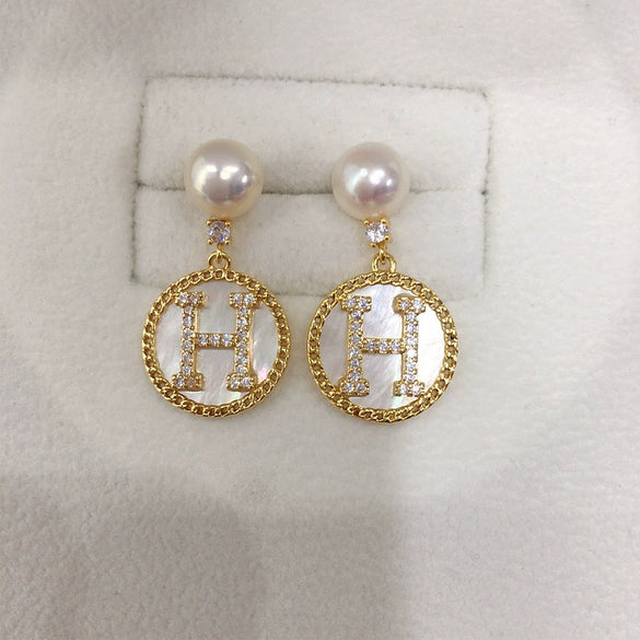 Freshwater Pearl Earrings S925 Sterling Silver 18K Goldfilled Oblate Round Hshape White Butterfly Motherofpearl For Women