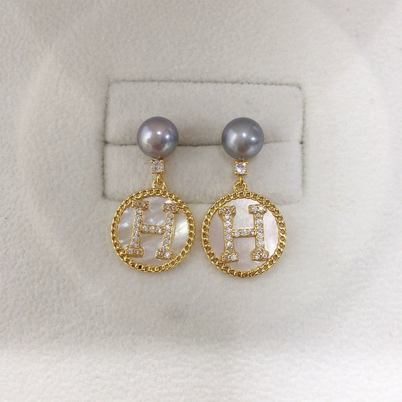 Freshwater Pearl Earrings S925 Sterling Silver 18K Goldfilled Oblate Round Hshape White Butterfly Motherofpearl For Women