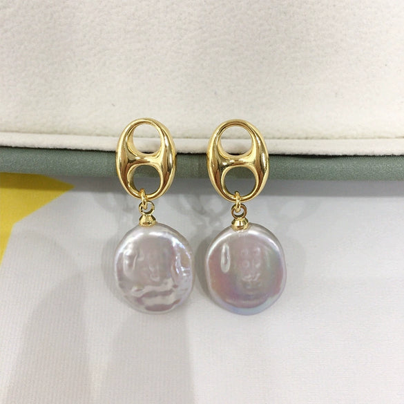 Freshwater Pearl Earrings S925 Sterling Silver Natural Specialshaped For Women