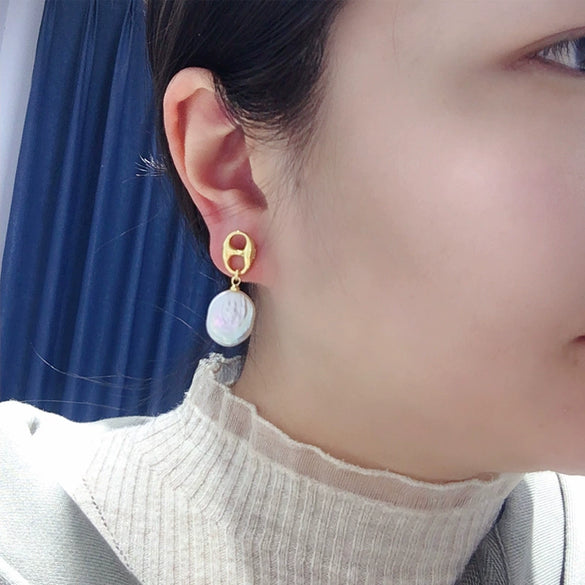 Freshwater Pearl Earrings S925 Sterling Silver Natural Specialshaped For Women