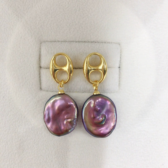 Freshwater Pearl Earrings S925 Sterling Silver Natural Specialshaped For Women