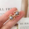 Freshwater Pearl Earrings S925 Sterling Silver Women's Round Oblate Style