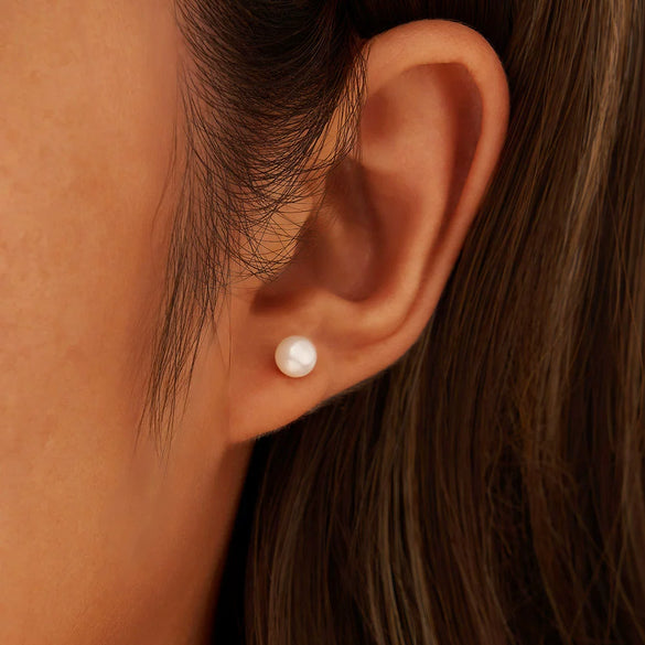 Freshwater Pearl Earrings 925 Silver Geometric Fashion Elegant Electroplated