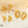 Freshwater Pearl Earrings Spiral Bow Electroplating Women's Light Luxury Natural Style