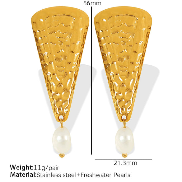 Freshwater Pearl Earrings Spiral Bow Electroplating Women's Light Luxury Natural Style
