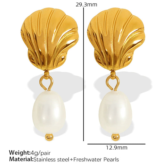 Freshwater Pearl Earrings Spiral Bow Electroplating Women's Light Luxury Natural Style