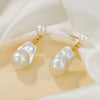 Freshwater Pearl Earrings Sterling Silver Inlaid With Gems Vintage Style 14K Gold Plated