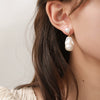 Freshwater Pearl Earrings Sterling Silver Inlaid With Gems Vintage Style 14K Gold Plated