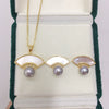 Freshwater Pearl Fanshaped Shell Pendant Stud Earrings Set Wholesale