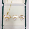 Freshwater Pearl Fanshaped Shell Pendant Stud Earrings Set Wholesale