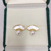 Freshwater Pearl Fanshaped Shell Pendant Stud Earrings Set Wholesale