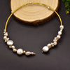 Freshwater Pearl Handmade Tassel Collar Retro Necklace 18K Gold Plated Geometric Design