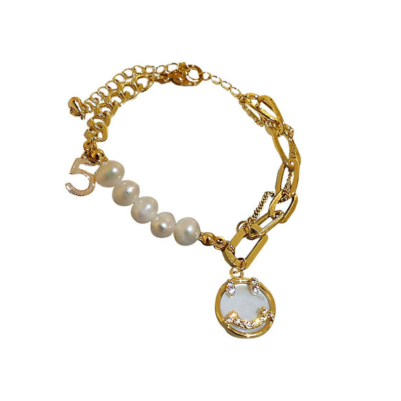 Freshwater Pearl Inlaid Diamond Smiley Face Numbers Bracelet For Women With Styling Of Letters Numbers Text