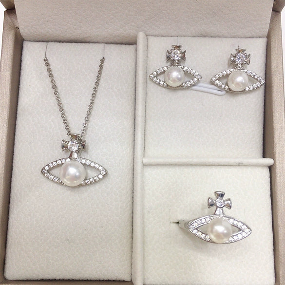 Freshwater Pearl Jewelry Set Pendant Earring Ring