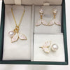 Freshwater Pearl Jewelry Set With Crushed Ice Crystal And Fishtail Design