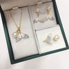 Freshwater Pearl Jewelry Set With Crushed Ice Crystal And Fishtail Design